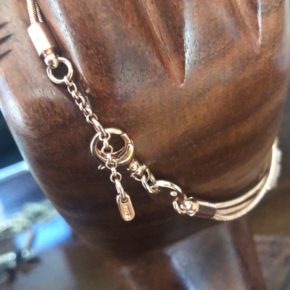 Rose gold beaded adjustable fossil bracelet - Picture 7 of 11